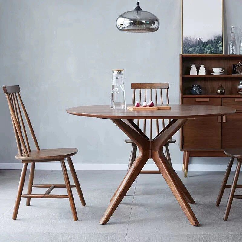 MCGHEE Solid Wood Round Dining Table