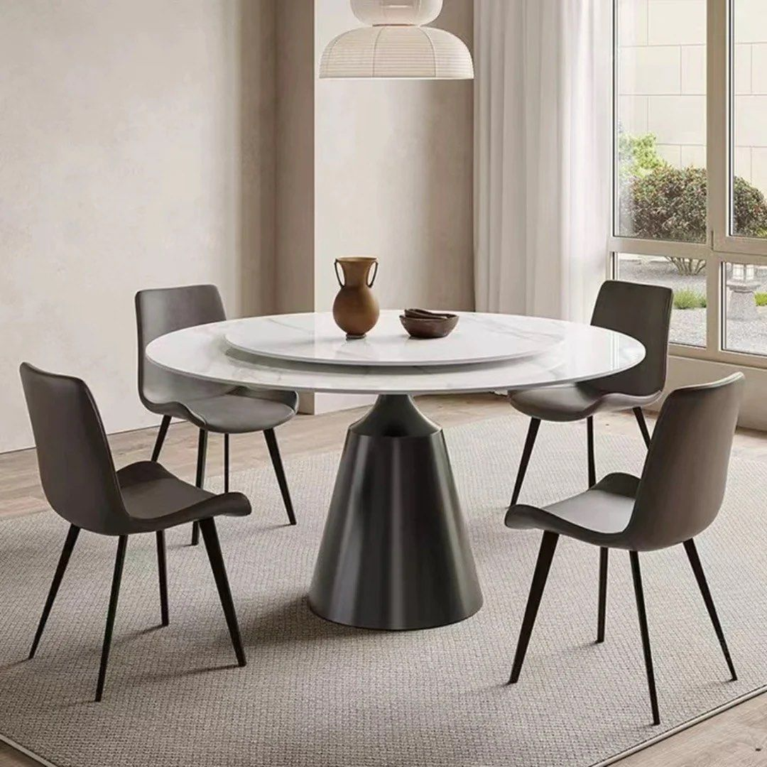 MACK Round Marble Dining Table With Lazy Susan