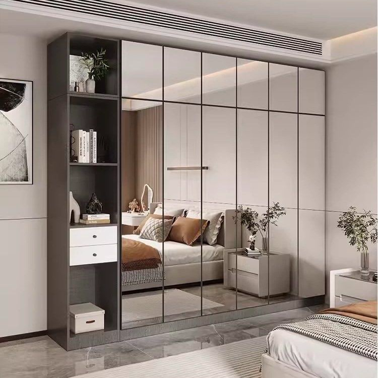 AUSTE Modern Mirrored Glass Wardrobe