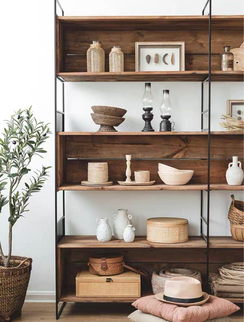 TADEU Modern Solid Wood Display Shelf