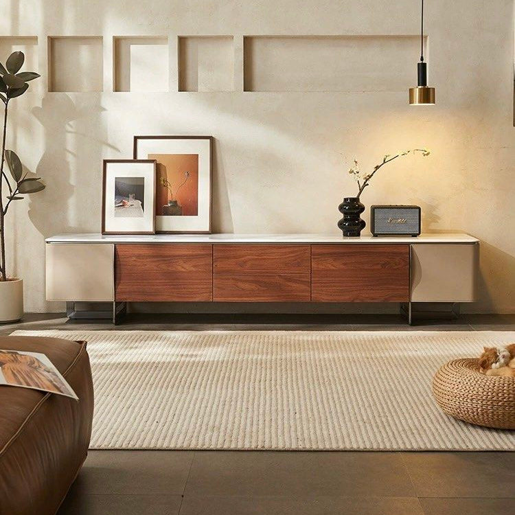 VACLA Modern Saddle Leather TV Console