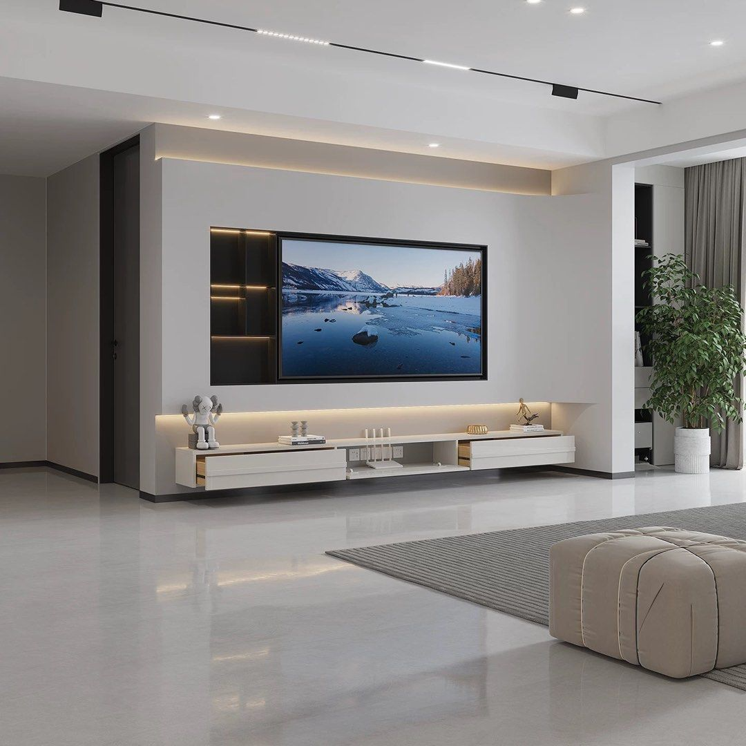 HYDRO Modern Solid Wood Floating TV Console