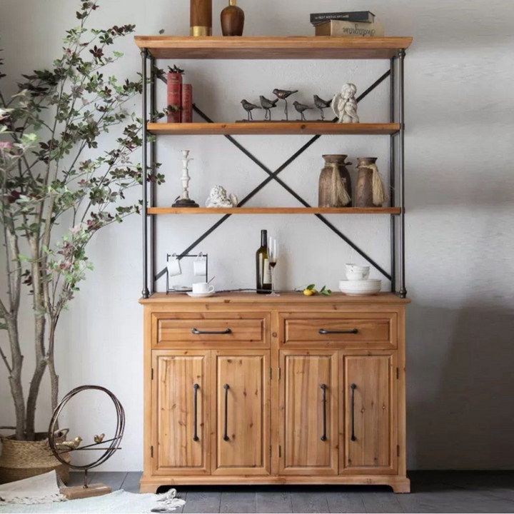 HARLING Rustic Solid Wood Tall Cabinet