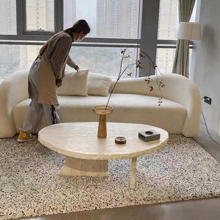 ASKREN Modern Travertine Coffee Table