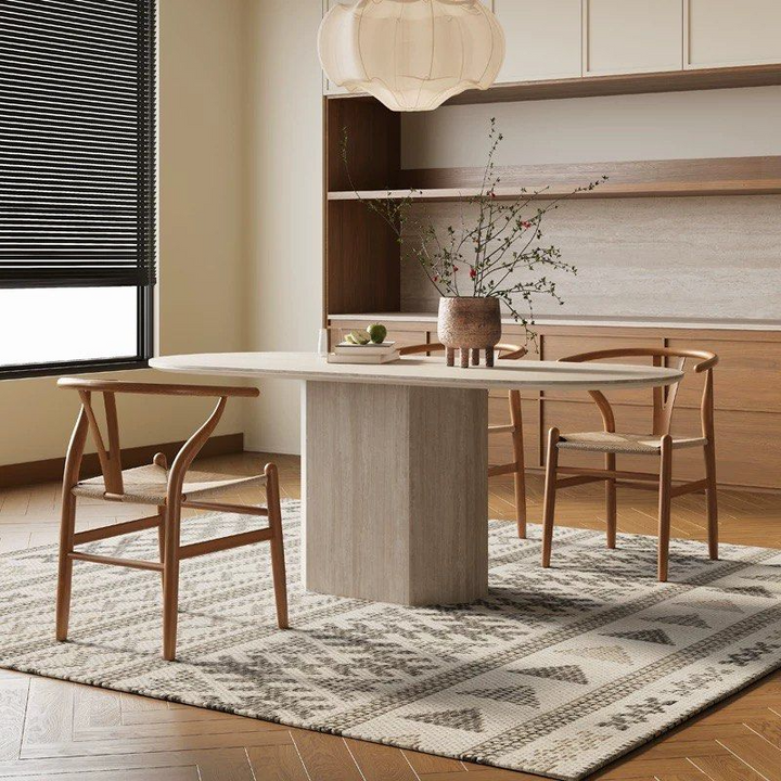 SAPPH Modern Travertine Dining Table