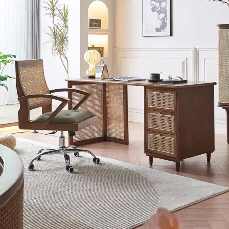 HOUSTON Rustic Walnut Solid Wood Desk