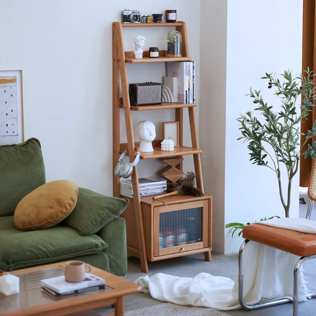 ANSELMO Wood Bookshelf With Storage