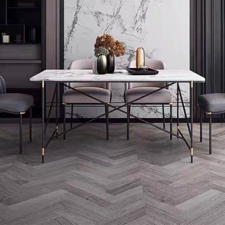 HOLYFIELD Industrial Marble Dining Table