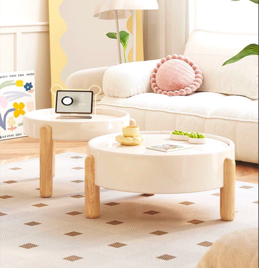 AIDEN Japandi Solid Wood Round Coffee Table