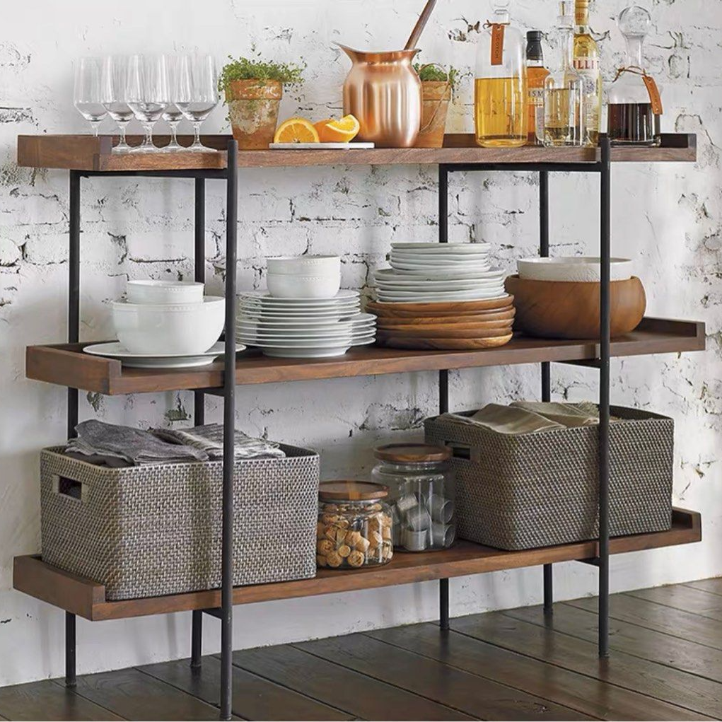 EDUARDO Industrial Solid Wood Display Shelf