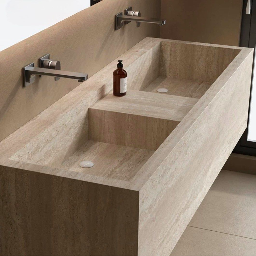 MILOS Modern Travertine Bathroom Vanity Sink