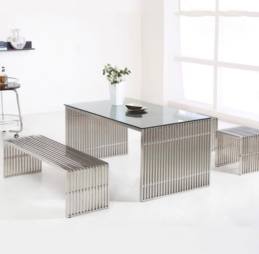 BRAM Modern Stainless Steel Bench