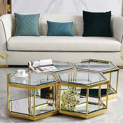 TANIA Modern Honeycomb Glass Coffee Table