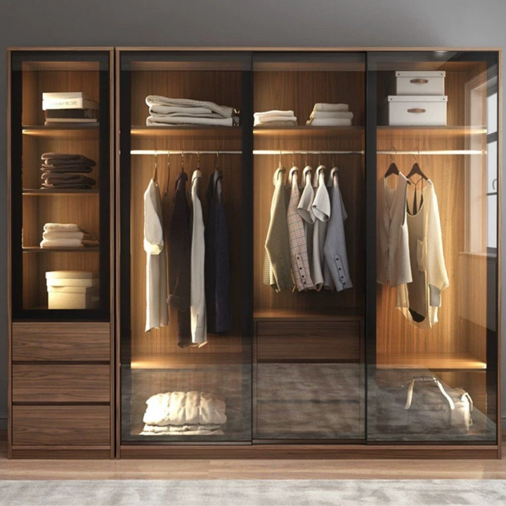 JULIUS Rustic LED Walnut Wardrobe