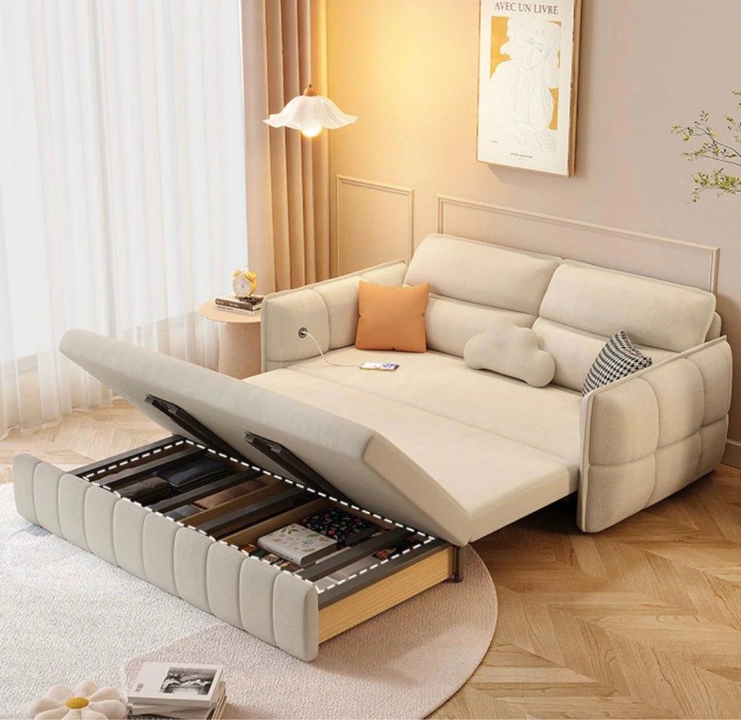 VERANDO Modern Leathaire Storage Sofa Bed