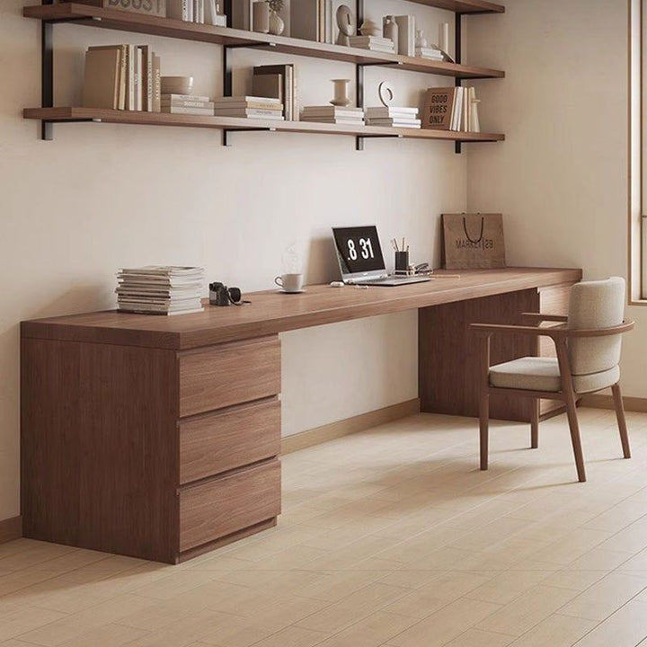 EDMUND Solid Wood Study Table With Double Drawers