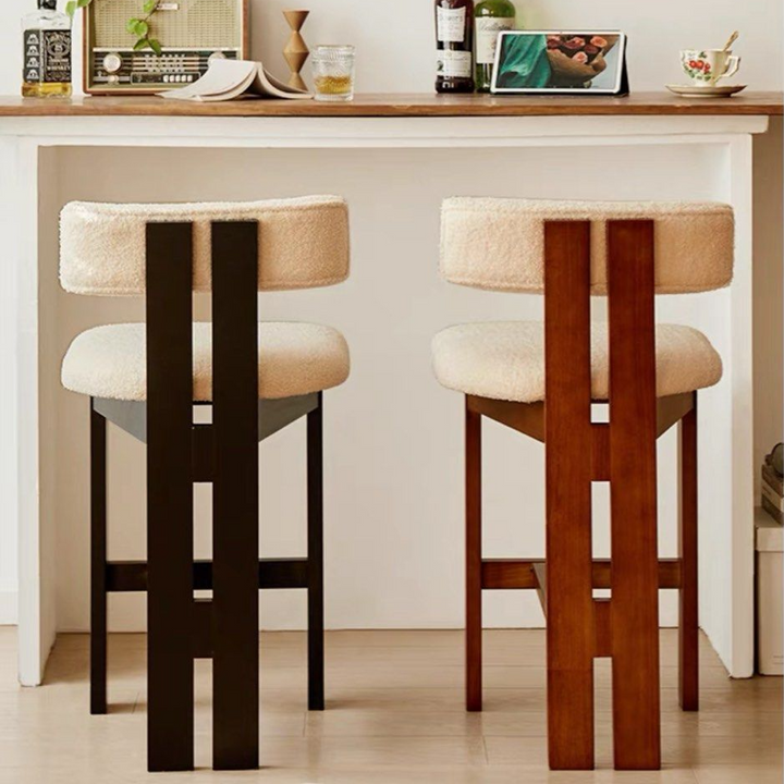 GALWAY Modern Solid Wood Boucle Bar Stool