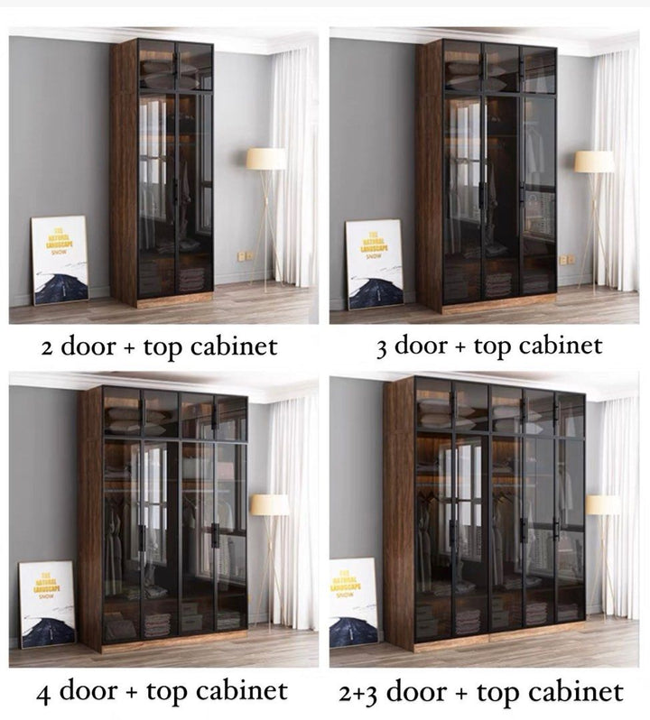 MARCIA Modern Rustic Glass Wardrobe