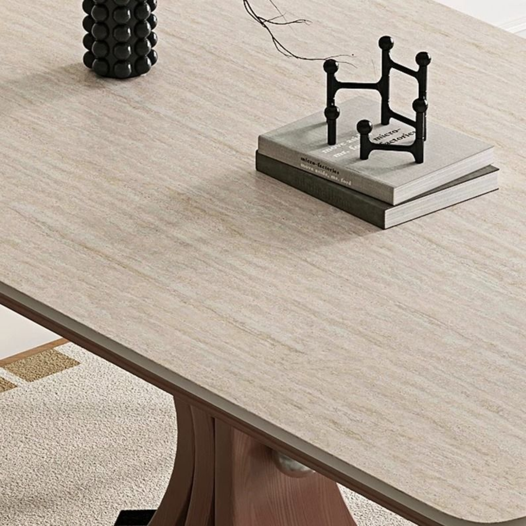 ARCO Modern Travertine Dining Table