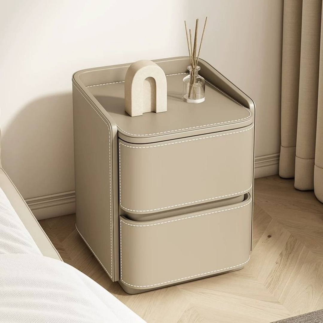 NESTA Modern Saddle Leather Nightstand