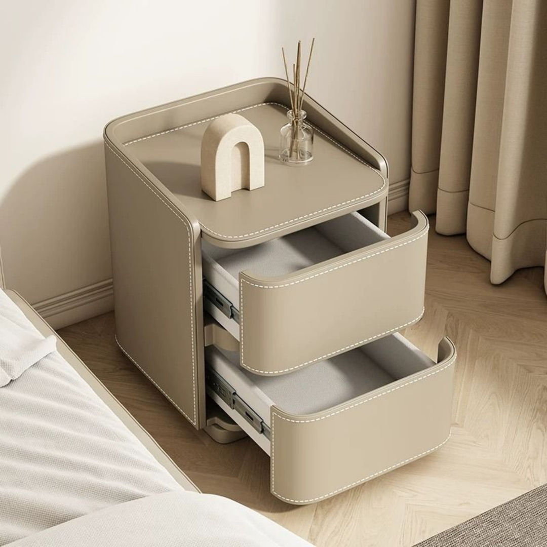 NESTA Modern Saddle Leather Nightstand