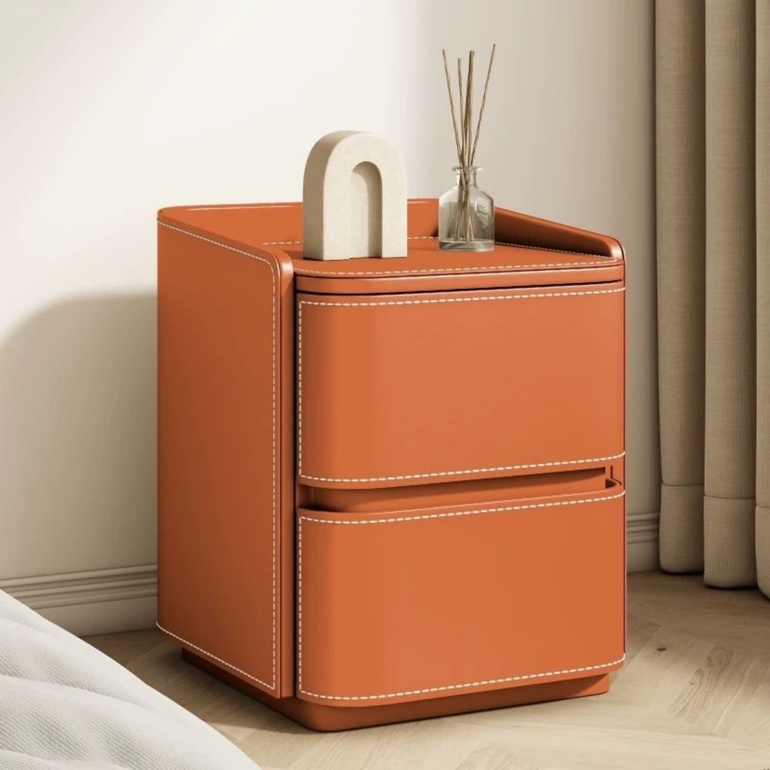 NESTA Modern Saddle Leather Nightstand