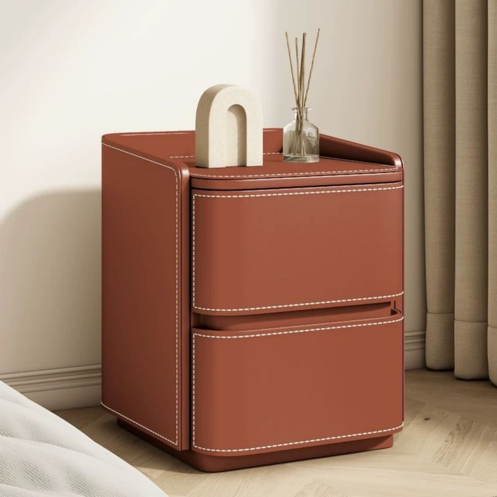 NESTA Modern Saddle Leather Nightstand
