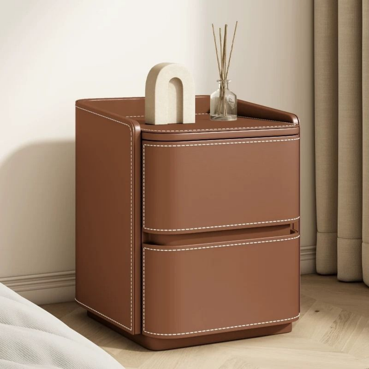 NESTA Modern Saddle Leather Nightstand