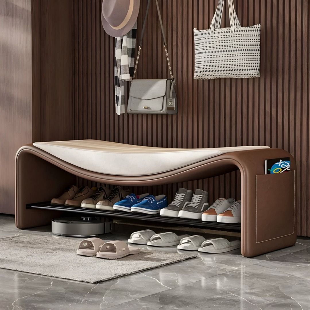 AVA Modern Nappa Leather Shoe Bench