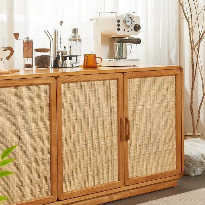 VESARA Rustic Rattan Sideboard