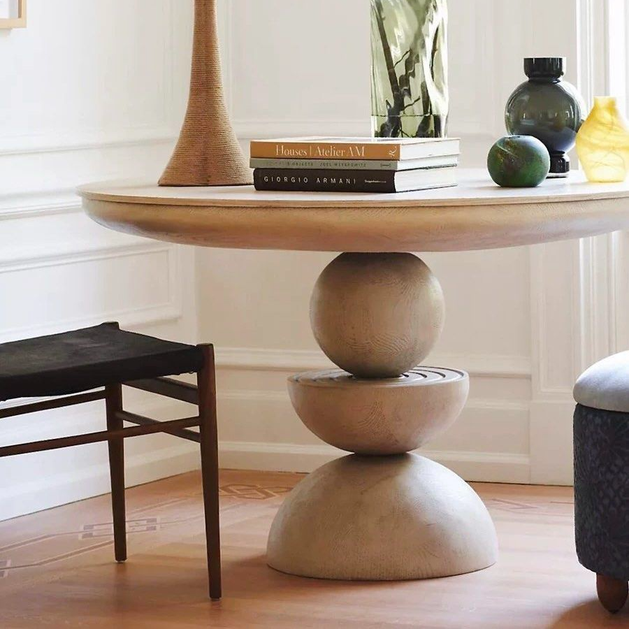 RACEUS Modern Solid Wood Round Dining Table