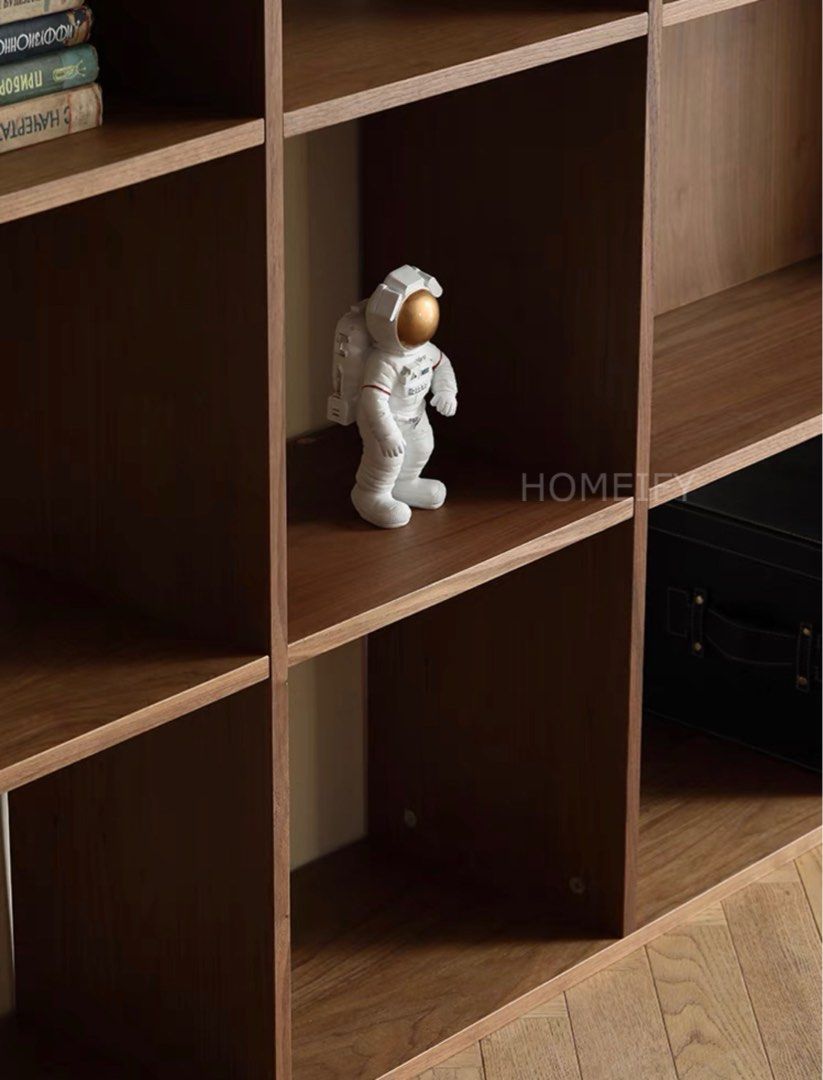 RAINER Rustic Walnut Wood Book Shelf