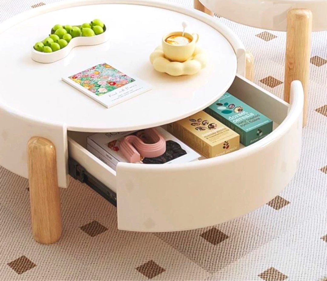 AIDEN Japandi Solid Wood Round Coffee Table