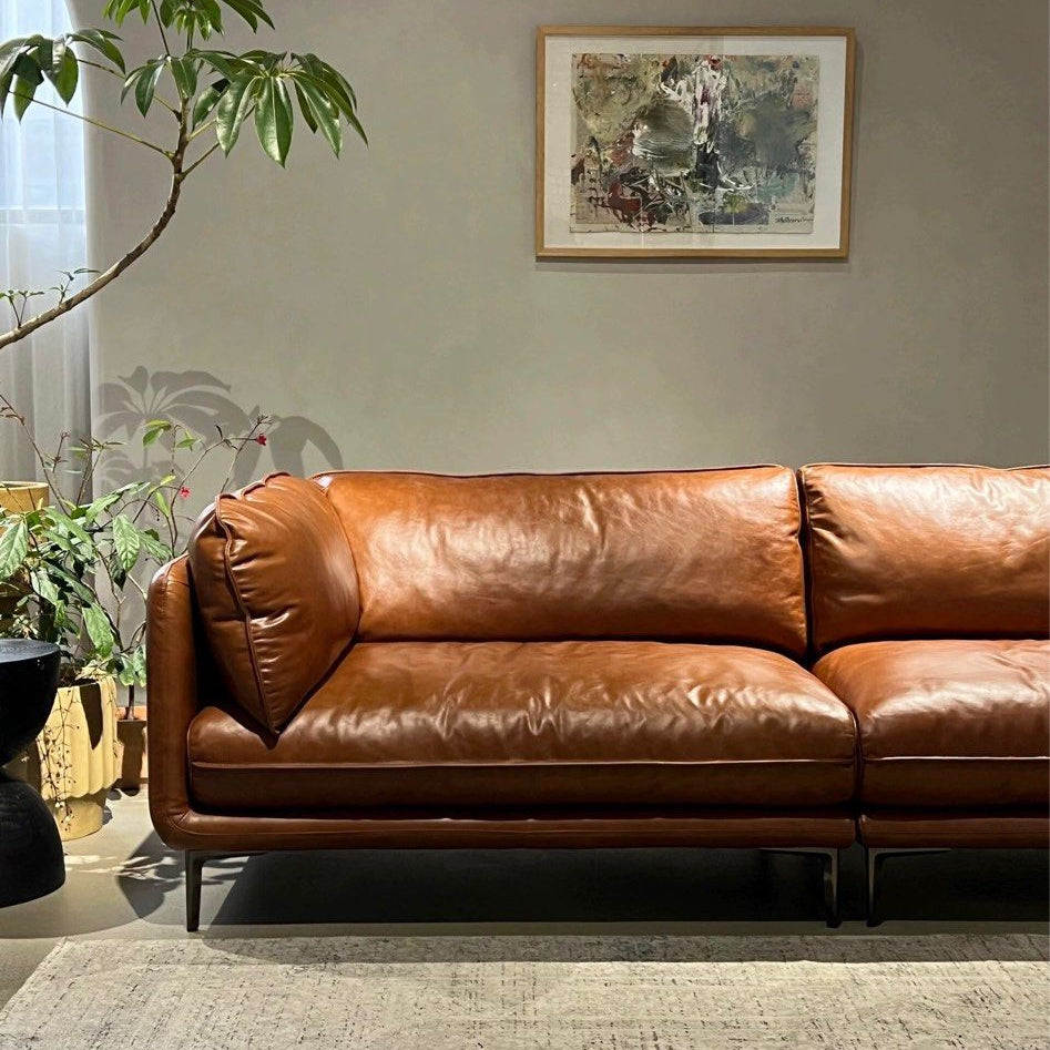 VRENO Modern Grain Leather Sofa