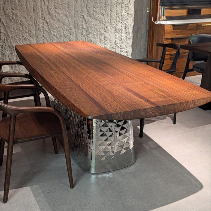 POIRER Modern Black Walnut Wood Dining Table