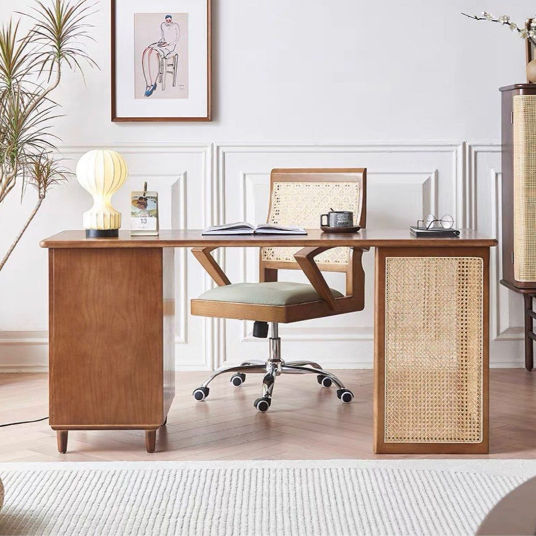 HOUSTON Rustic Walnut Solid Wood Desk