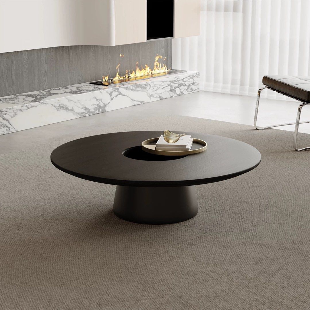 HARLEEN Modern Solid Wood Round Coffee Table
