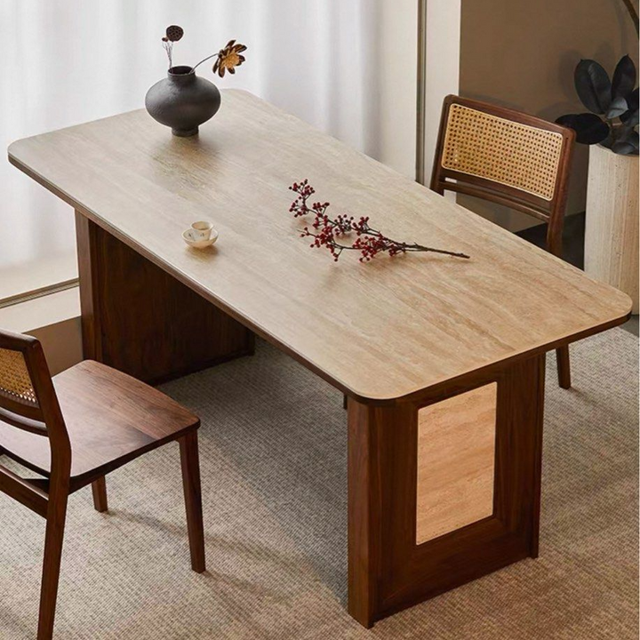 WADI Modern Travertine Dining Table