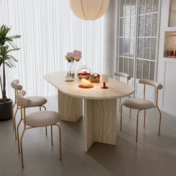ZAILE Modern Travertine Dining Table