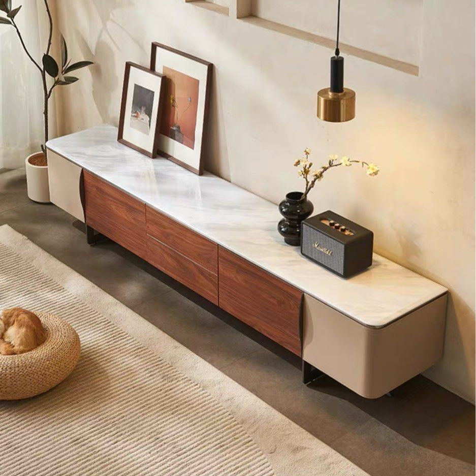 VACLA Modern Saddle Leather TV Console