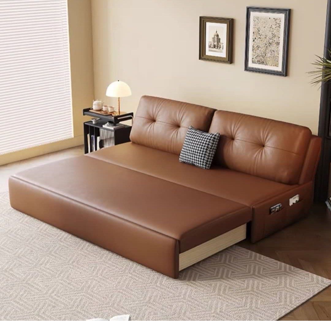 ZANI Scratch Resistant Leather Storage Sofa Bed