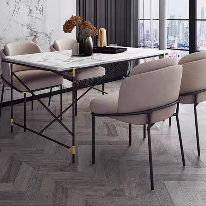 HOLYFIELD Industrial Marble Dining Table