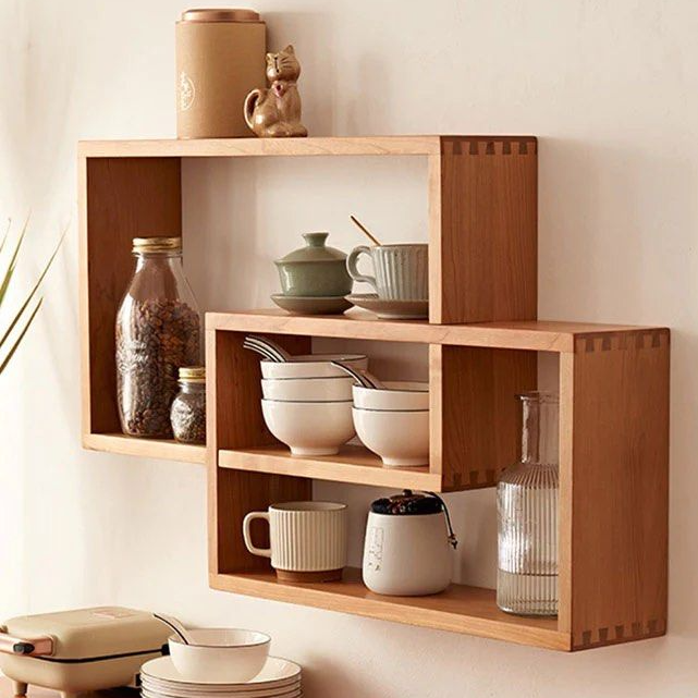 POUNGE Overlap Solid Wood Wall Shelf