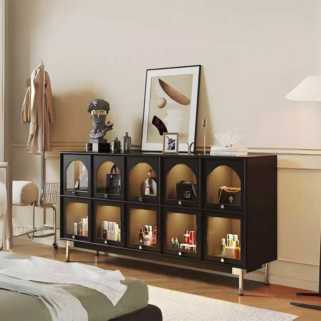VERTU Rustic Pine Wood Display Cabinet