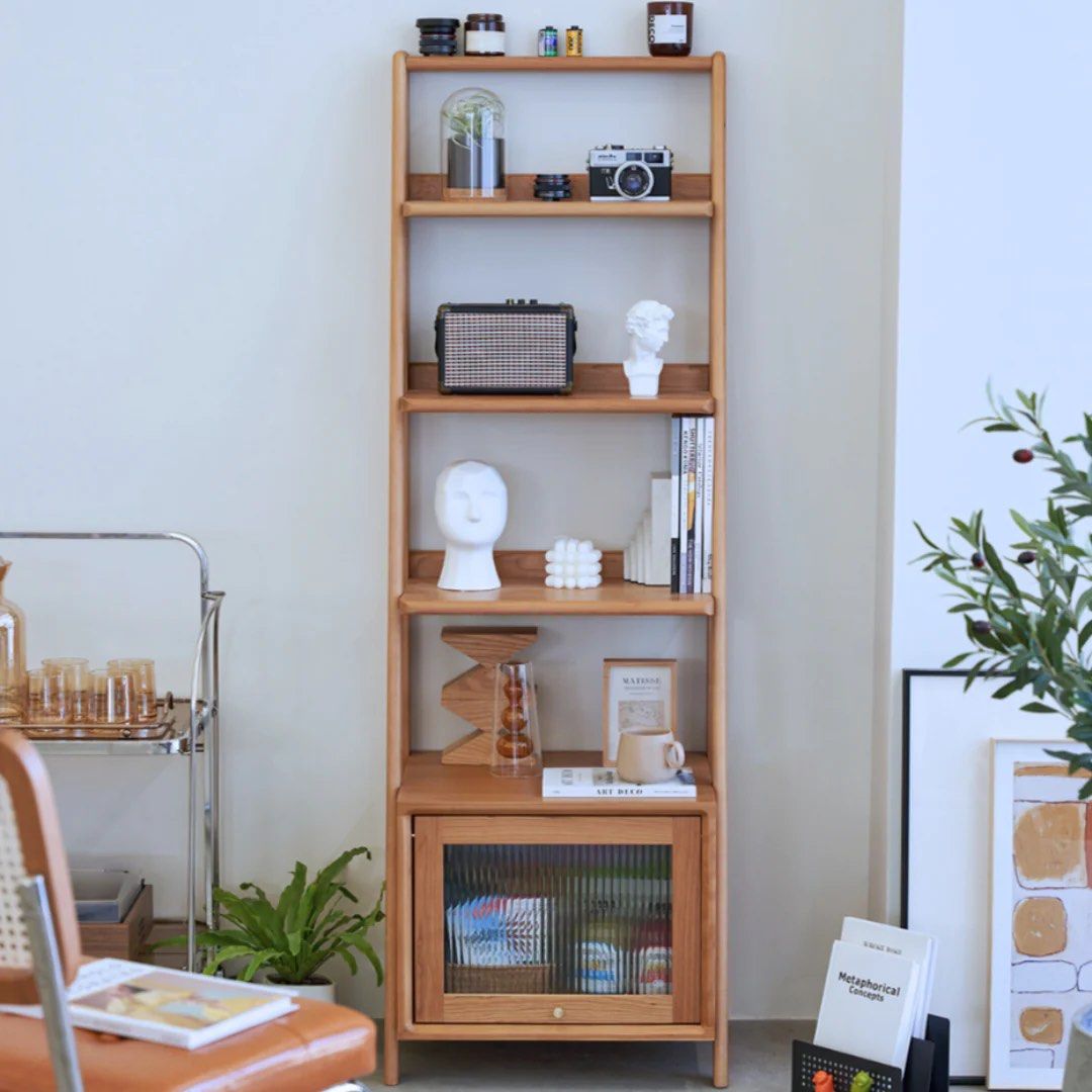 ANSELMO Wood Bookshelf With Storage
