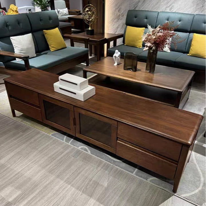 HAROL Modern Solid Walnut Wood TV Console