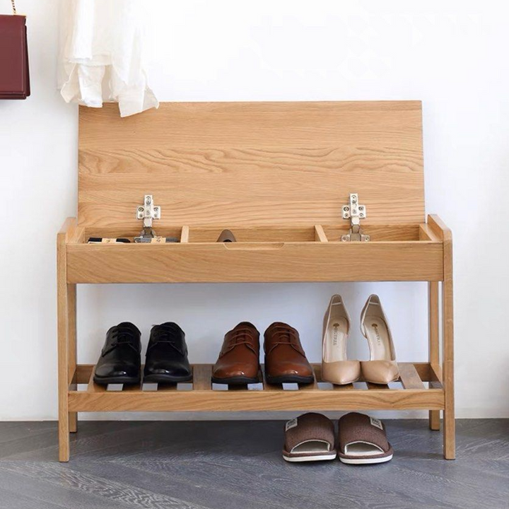 CARMINE Solid Wood Bench with Storage