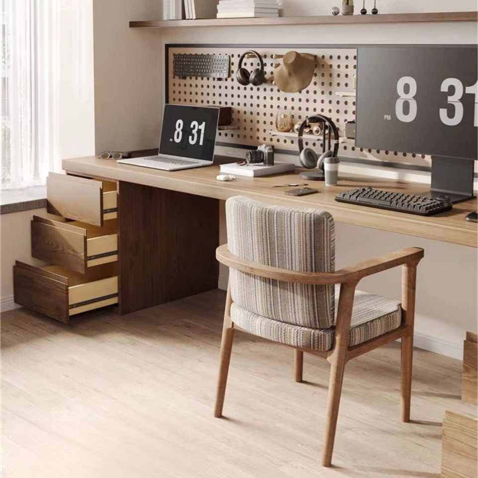 EDMUND Solid Wood Study Table With Double Drawers