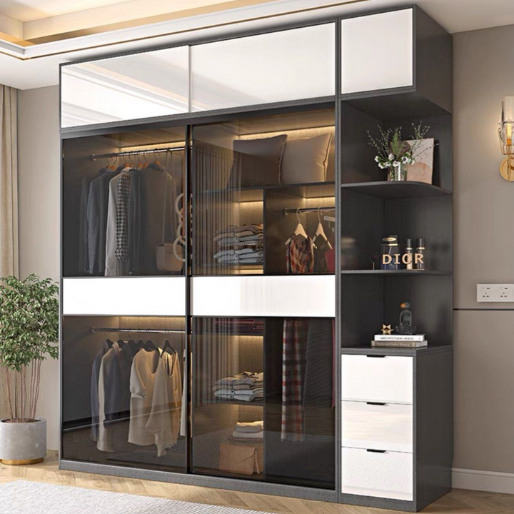 DOMITIAN Modern Glass With LED Wardrobe