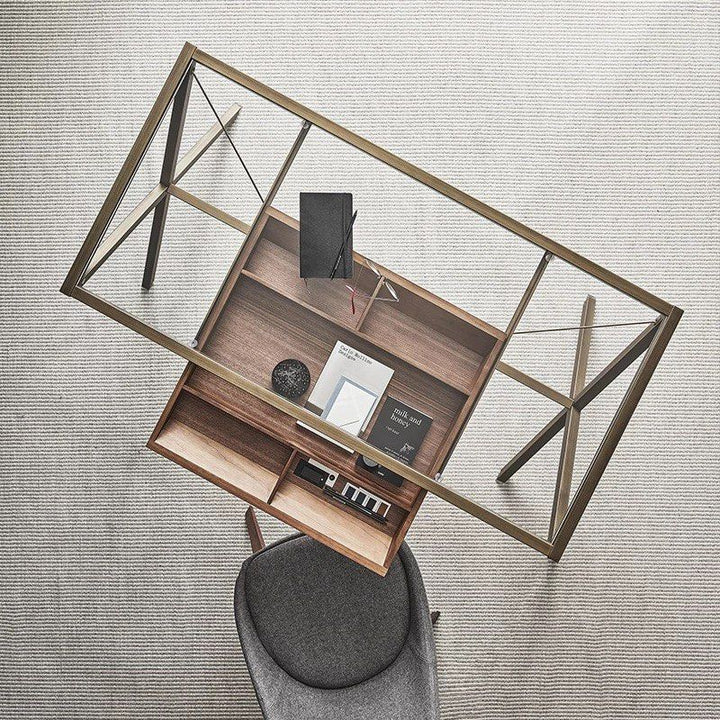 MAXIMILIAN Industrial Glass Study Table